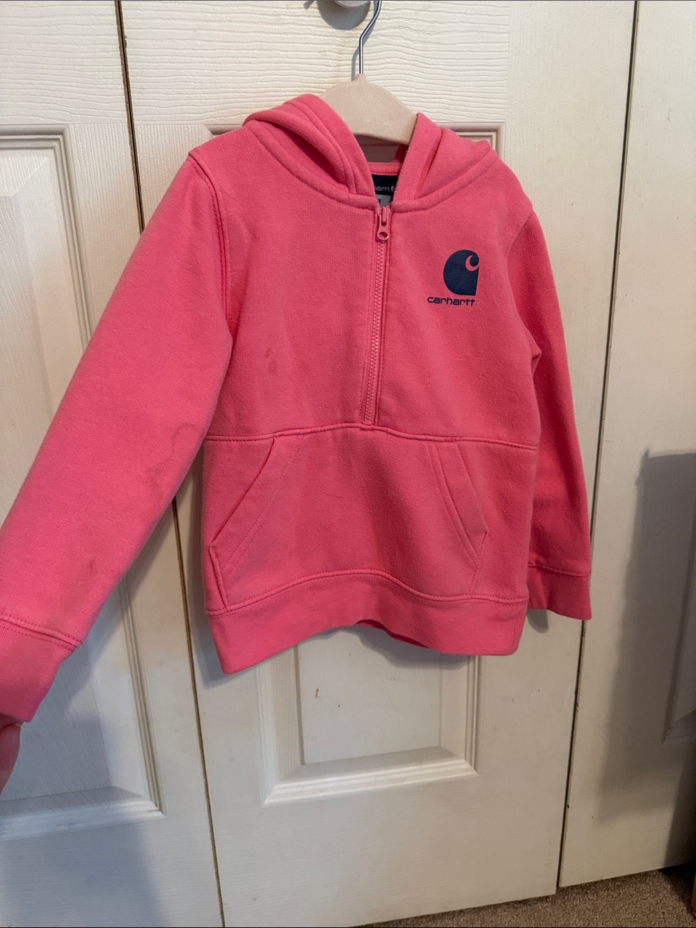 Carhartt Kids Pink Half-Zip Hooded Sweatshirt